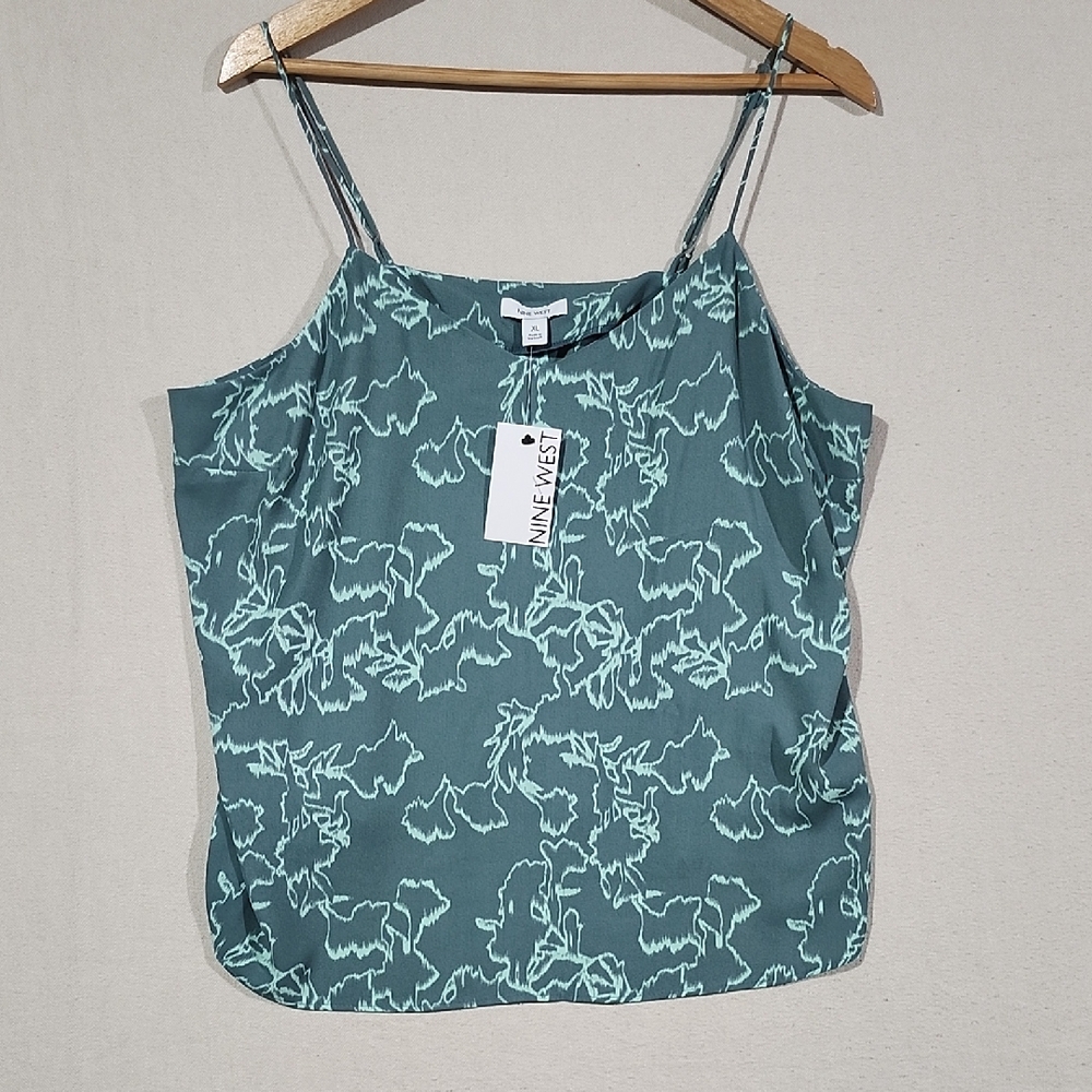 Nine West NWT Camisole Lightweight Adjustable Strap‎ Women XL Green Tones